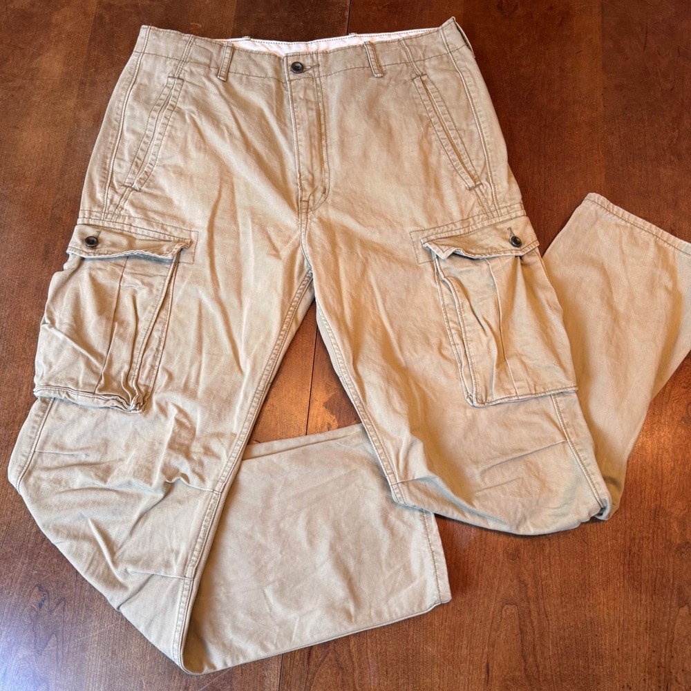 Levi's Cargo Pants Men 34x31 Tan Khaki Straight Leg Utility 100% Cotton Workwear